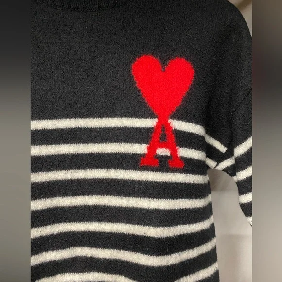 AMI Alexandre Mattiussi De Couer Virgin Wool Turtleneck Sweater S - Picture 8 of 12